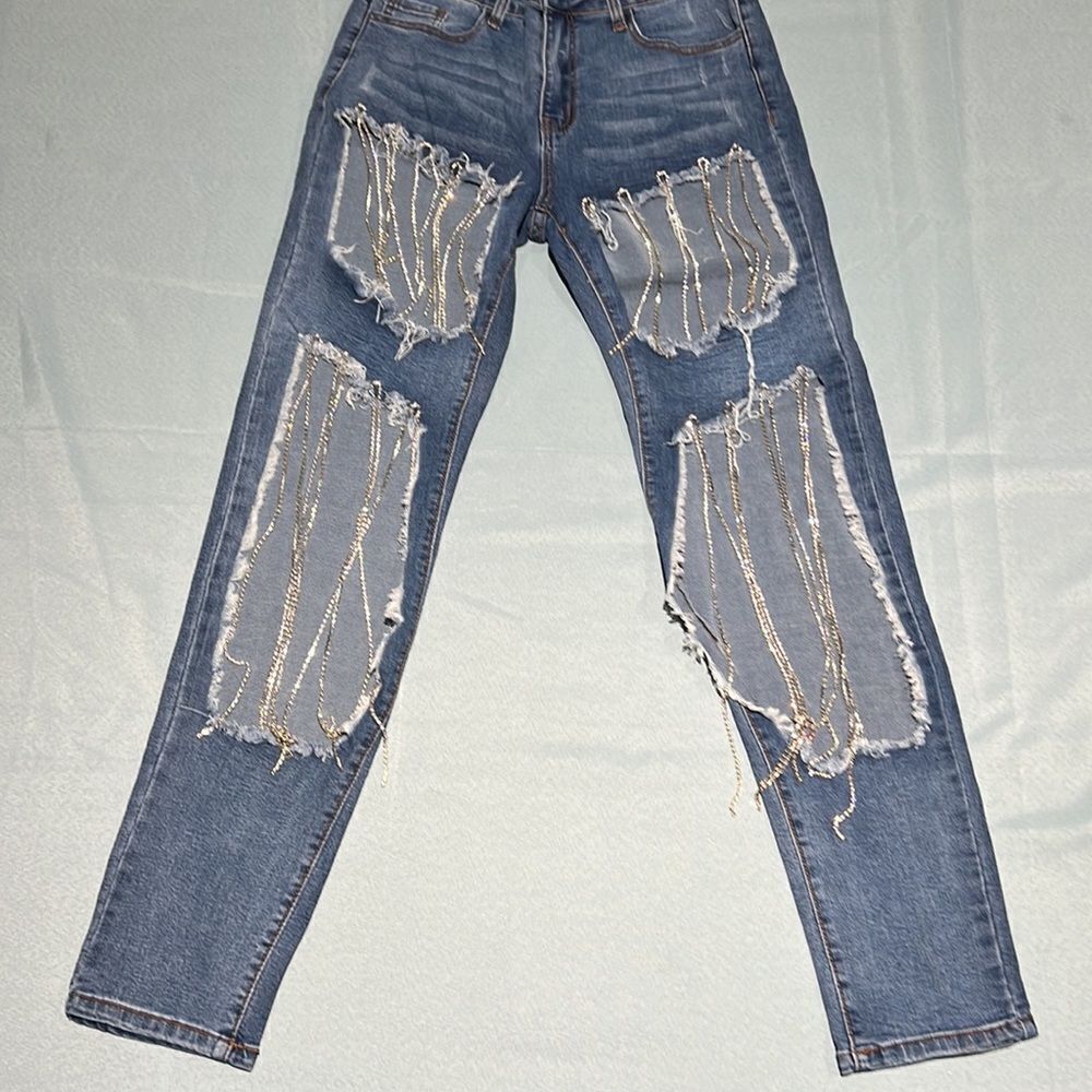 Fashion nova diamond tears‎ midrise skinny jeans Size M D40 - Picture 6 of 10